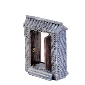 Detailed resin miniature traditional gate ornament for moss micro landscape decoration