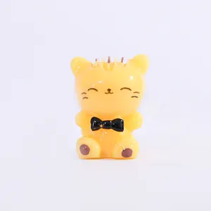 Adorable yellow resin cat miniature figurine for DIY micro landscape garden decor.