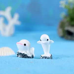 Mediterrane Stijl Mini Hars Witte Dolfijn Figuur Micro Landschap Aquarium Decoratie Zakka Dier Ornament Home Desktop