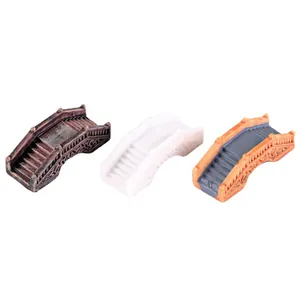 Set of three miniature resin stone arch bridges for micro landscape decoration
