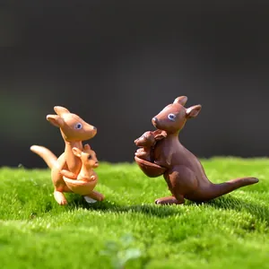 Miniatura Figura de Canguro Linda Estatua de Animal de PVC Micropaisaje Bonsái Suculenta DIY Decoración de Jardín Ornamento de Escritorio