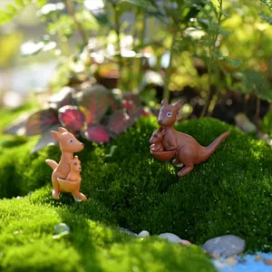 Figuras de canguro en miniatura para decoración de paisajes de jardines de hadas