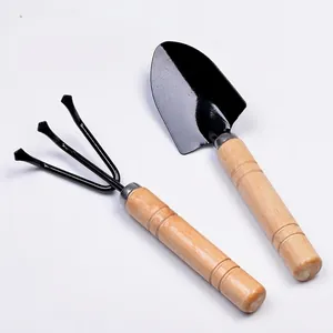 Mini Outils de Jardin en Métal Pelle et Râteau Avec Manche en Bois pour l'Assouplissement du Sol Jardinage Maison