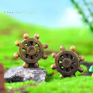 Gouvernail de navire miniature en résine fait main pour micro-paysage de mousse et jardin