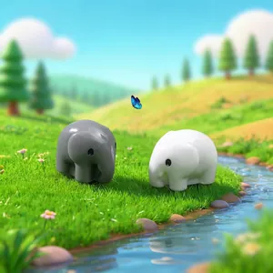 Coppia di figurine di elefanti in miniatura per micro paesaggi e decorazioni fai da te