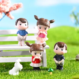 Zakka Style Mini Couple Figurines Pastoral PVC Miniature Landscape Ornaments For DIY Cake Decoration Terrarium Home Desktop Decor