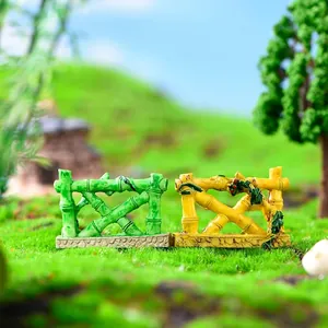 Miniature resin bamboo fence set for micro landscape DIY fairy garden decoration