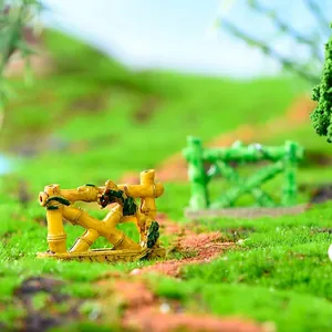 Miniature resin bamboo fence ornaments for moss micro landscape and DIY terrarium decor