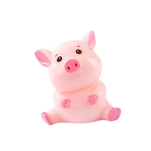 Adorable pink pig resin figurine ornament for home decor or car dashboard display