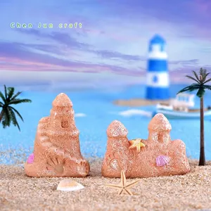 Figurines de château de sable en résine méditerranéenne pour aquarium et décor de plage