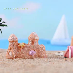 Figurine de château de sable en résine pour décoration méditerranéenne