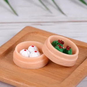 Miniature Dim Sum Steamed Bun Resin Ornament Simulation Food Model For Micro Landscape Fairy Garden Desktop Home Decor Gift