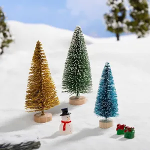 Árboles de Navidad en miniatura con efecto nieve para decoración de micro paisajes