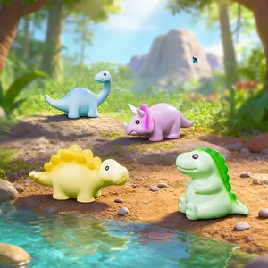 Set di 4 figurine colorate di dinosauri per decorazioni creative di micro paesaggi