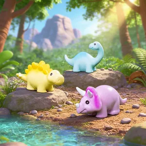 Set di figurine di dinosauri in miniatura a cartoni animati per decorazione fai-da-te