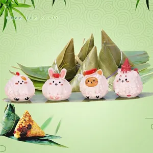 Mini resin animal rice dumpling figurines for Dragon Boat Festival micro landscape decor