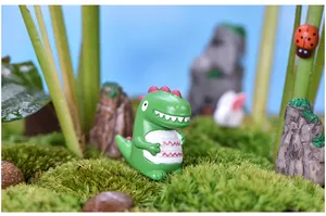Süße grüne Harz-Dinosaurier-Miniaturfigur für Mikrolandschaft und DIY Gartendekoration
