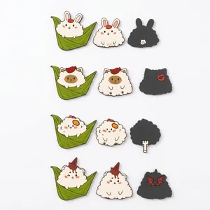 Cute cartoon Zongzi family resin figurines for Dragon Boat Festival landscape miniatures