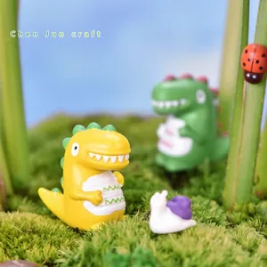 Niedliche Cartoon Dino und Schnecke Mikro Landschaft Harz Figuren für Garten Dekoration