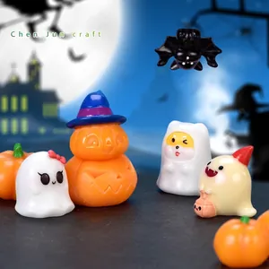 Halloween Micro Landscape Mini Resin Ornaments Pumpkin Ghost Witch Rabbit Bat Mummy Figurines Home Garden Desktop Decorations