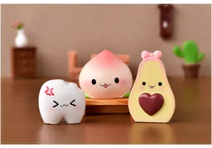 Cute cartoon resin figurines including peach and avocado for miniature landscapes