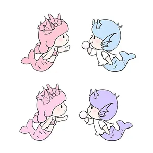 Cute cartoon mermaid couple figurines for DIY micro landscape bonsai and fish tank decor