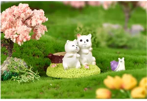 Figurines de chat en résine pour paysage miniature et décoration de jardin DIY