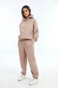Tweedelig fleece trainingspak met hoodie met lange mouwen en bijpassende joggingbroek