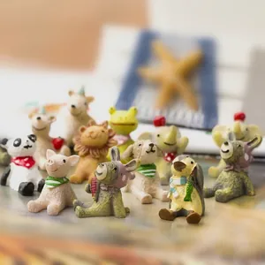 Zakka Style Miniature Resin Animal Figurine for Micro Landscape Cartoon Panda Bear Penguin Decorative Statue Ornament