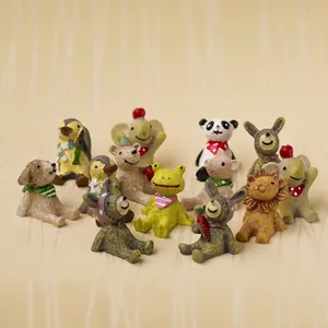 Cute assortment of resin animal figurines for micro landscape decoration