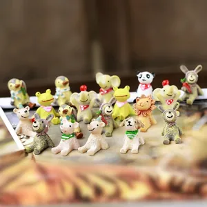 Cute collection of resin animal figurines for miniature garden zakka home decor