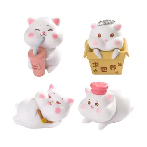 Leuke Daisy Daily Kat Landschap in Minatuur Tuinornamenten PVC Plastic Doe-het-zelf Handwerk Miniatuurbeeldjes Voor Tuin Huis Bureau Decor