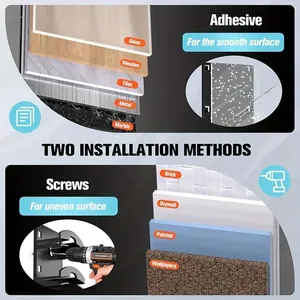 Detail view of two installation methods for portable wall mount baseball cap rack