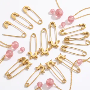 Broches Épingles de Sûreté en Acier Inoxydable pour la Fabrication de Bijoux DIY Épingles Décoratives Punk Minimalistes à Pointes et Perles pour Sacs Vêtements