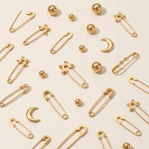 Épingles de sûreté minimalistes en acier inoxydable doré pour bijoux DIY