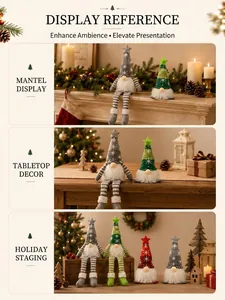 Kerstkabouters pluche poppen in verschillende feestelijke settings voor huisdecoratie