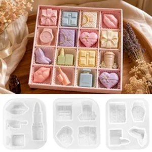 DIY silicone resin molds for miniature decorative items like lipstick, lips, and handbags