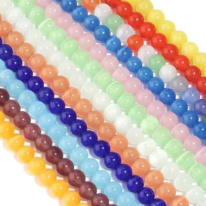 Premium multi-color cat's eye stone round loose beads for DIY jewelry and crafts making