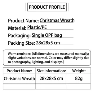 Fiche technique détaillée pour couronne de Noël artificielle avec matériau et dimensions
