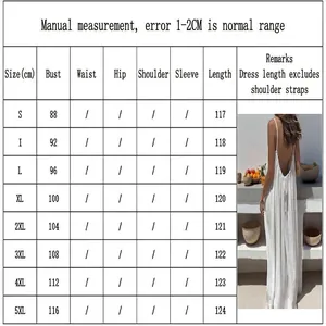 Comprehensive size chart for women summer backless pleated spaghetti strap beach maxi dress