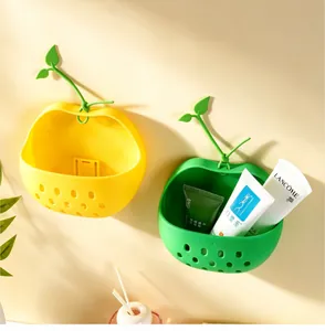 Scatole portaoggetti da parete a forma di mela in plastica gialla e verde per l'organizzazione