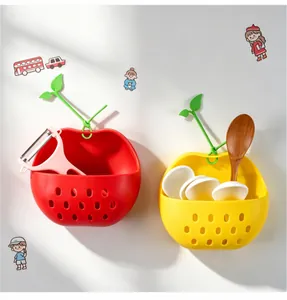Simpatici contenitori a muro a forma di mela in plastica per accessori e utensili cucina