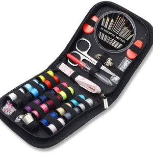 72pcs Portable Sewing Kit For Travel And Home Basic Thread Needles Stainless Steel Scissors Tape Measure Thimble Buttons Pins Threader Complete Accessories Black Zipper Case Sewing Tools