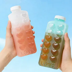 2-in-1 Portable Ice Cube Maker Kettle Press Water Injection Ice Bucket Mold With Heart Pattern LOVE Design For Home Kitchen Bar