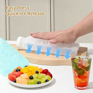 2-in-1 portable ice cube tray water bottle with a press-to-release ice cube mold system.