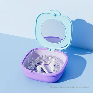 Premium portable magnetic retainer storage box with built-in mirror and drainage layer
