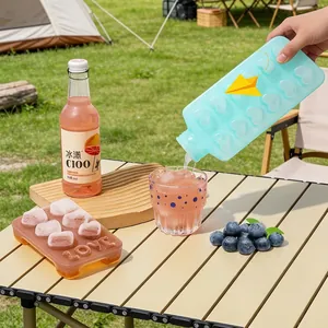 Blue 2-in-1 portable ice cube kettle maker and mold for outdoor camping and picnic use