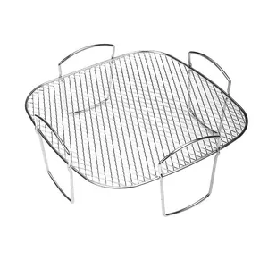Durable square stainless steel air fryer rack with mesh design for kitchen roasting