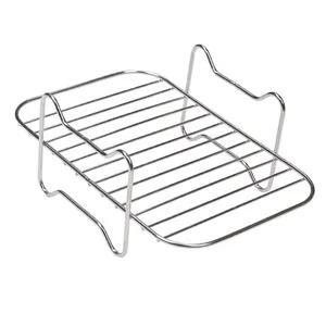 Rectangular stainless steel air fryer grill rack for steaming and roasting foods