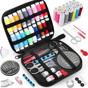 Comprehensive portable sewing kit with multi-color threads and complete tools set